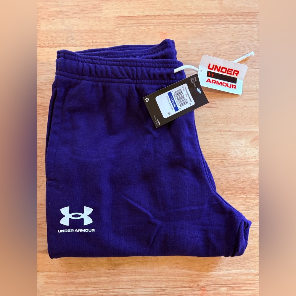 NWT - Under Armour Kids XL Deep Purple Fleece Jogger Pants